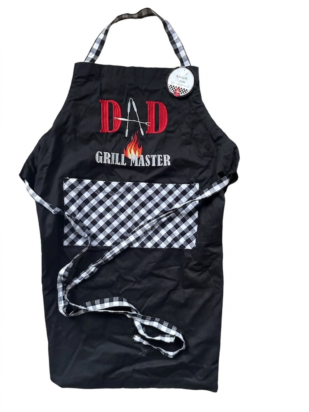 NEW- Dad Grill Master Apron - Black with Red & White Accents